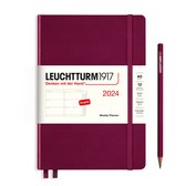 Leuchtturm1917 - agenda hebdomadaire - agenda - 2024 - a5 - couverture rigide - 12 mois - rouge port