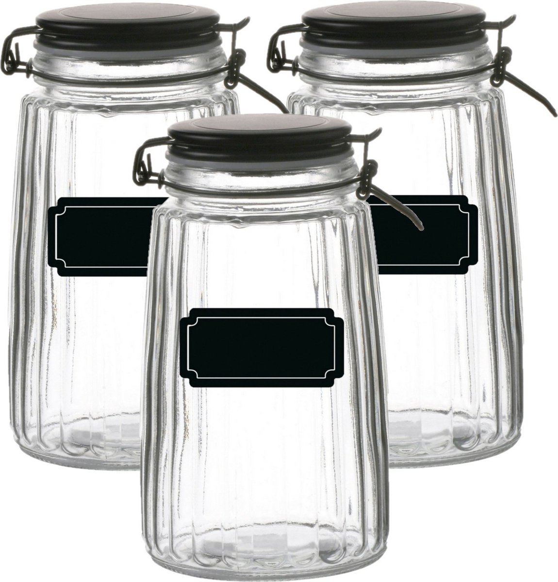 Weckpot/inmaakpot - 6x - 1.8L - glas - met beugelsluiting - incl. etiketten