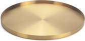 Rond dienblad van roestvrij staal, serveerdienblad, goudkleurig, sieraden- en make-up-organizer/kaarsbord goud (32 cm)