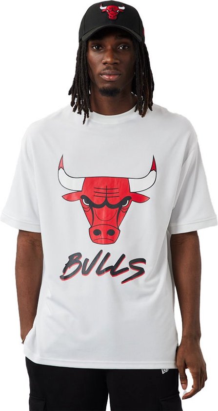 New Era Chicago Bulls Nba Script Mesh T-shirt Met Korte Mouwen Wit XL Man