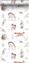 Sanders & Sanders behang animaux de la forêt vintage blanc - 935270 - 50 x 900 cm