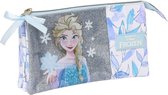 Pennenetui met 3 vakken Frozen Memories Blauw Wit (22 x 12 x 3 cm)