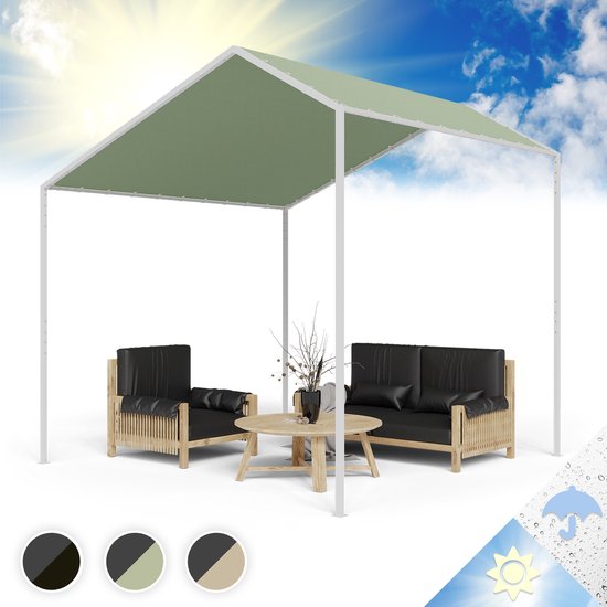 Blumfeldt pergola, metalen paviljoen met polyester schuin dak, luifel met frame, vrijstaande luifel, zonwering voor tuin en terras, tuinhuisje waterdicht en stabiel, aluminium frame