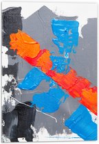 Acrylglas - Grijze, Blauwe en Oranje Verfvakken op Witte Achtrgrond - 40x60 cm Foto op Acrylglas (Met Ophangsysteem)