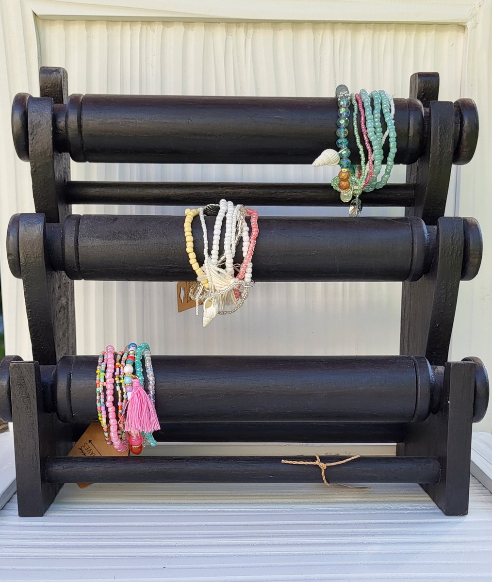 Zita's - armbanden display - hout - 3 balkjes onder elkaar - zwart - 31x29cm