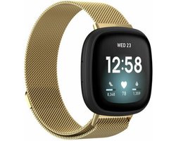 By Qubix - Compatible Fitbit bandje - geschikt voor Fitbit Versa 3/4 & Sense 1/2 milanese bandje - Small - Goud Smartwatchbandje bandje Armband Polsband Strap Band Watchband