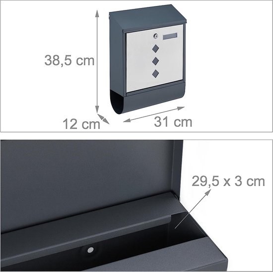 BOBI Brievenbus Duo - RAL 7016 - Donkergrijs en RVS Klep kopen? | M BOBI Brievenbus Duo - RAL 7016 - Donkergrijs en RVS Klep kopen? | M