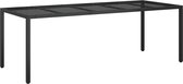 vidaXL-Tuintafel-250x100x75-cm-gehard-glas-en-poly-rattan-zwart