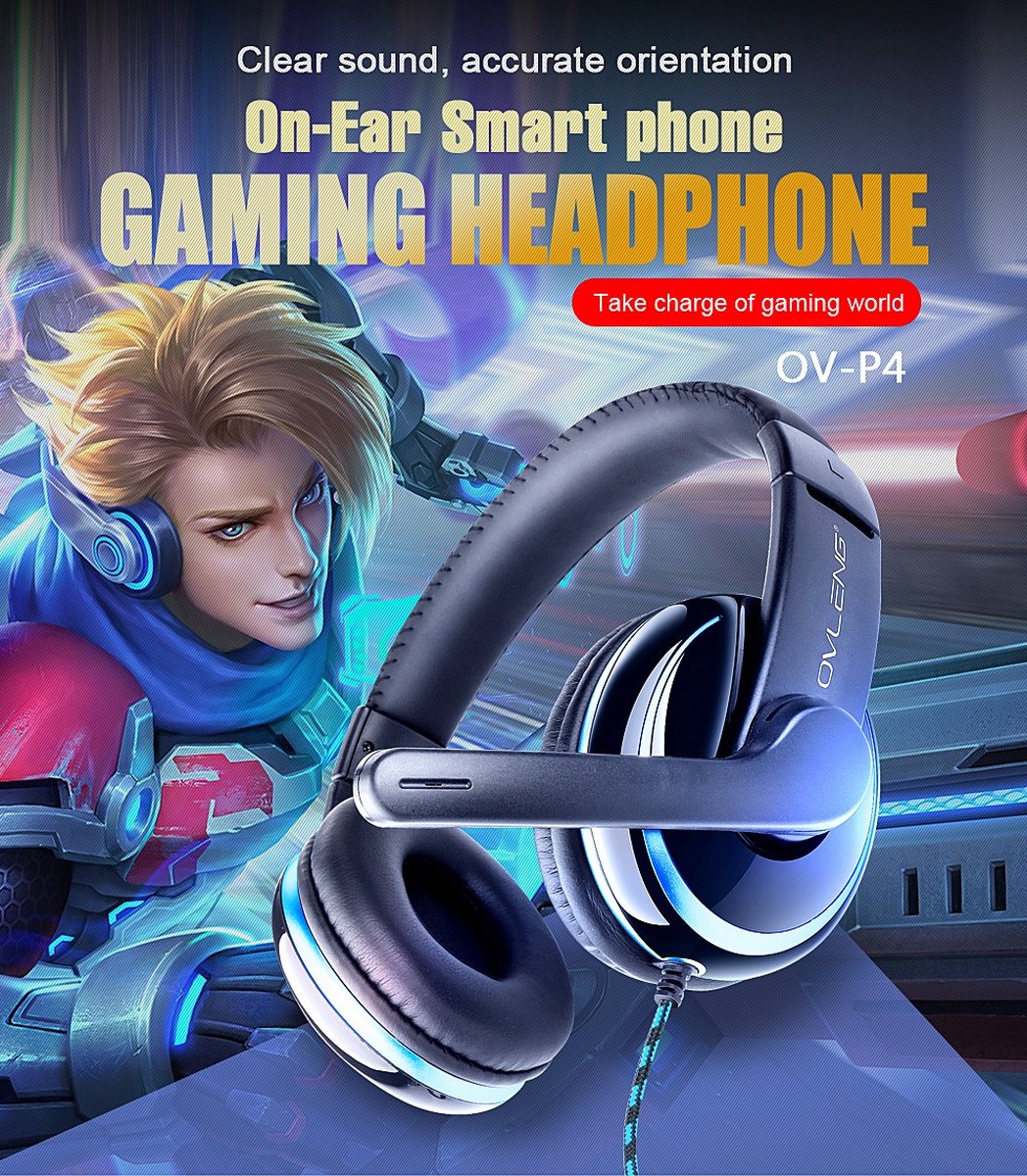 Gaming Koptelefoon/professional Gaming headset/40mm Directional Drivers voor audio precision noice-Setreo gaming headset series voor mobiel toestellen/ met kabel 3.5 Jack Kleur bekijk de foto OV-P4