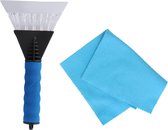 Vitres de voiture Grattoir à glace soft grip bleu 25 cm avec chiffon anti-buée - Pour déglacer à l'extérieur et à l'intérieur