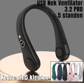 Allernieuwste.nl® USB Nek Ventilator 3.2 PRO met 5 STANDEN en Digitaal Display - Bladloze Nekventilator Hals Ventilator 5000mAh - 21 x 16.5 x 6 cm - ZWART
