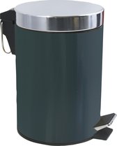 MSV Prullenbak/pedaalemmer - metaal - donkergroen - 3 liter - 17 x 25 cm - Badkamer/toilet