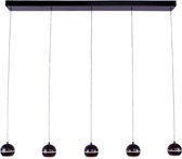 Suspension moderne Bilia | 5 lumières | lampe de table à manger | Noir | métal / plastique | Sphère Ø 12 cm | 120 cm de long | lampe de salle à manger | design moderne / attrayant