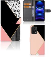 GSM Hoesje Xiaomi Redmi Note 12 5G | Poco X5 Bookcase Black Pink Shapes