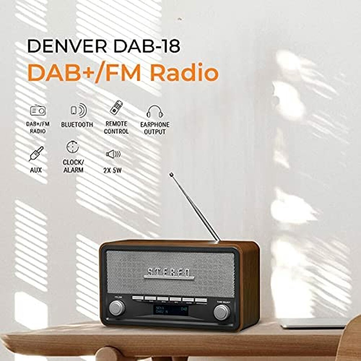 Denver DAB FM Radio - Retro Radio - DAB+/ FM Radio - Bluetooth - Dimbaar -  Batterijen... | bol.com