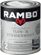 Rambo Pantserbeits Tuin & Steigerhout - Dekkend - Zijdeglans - Waterproof - Steengrijs - 0.75L
