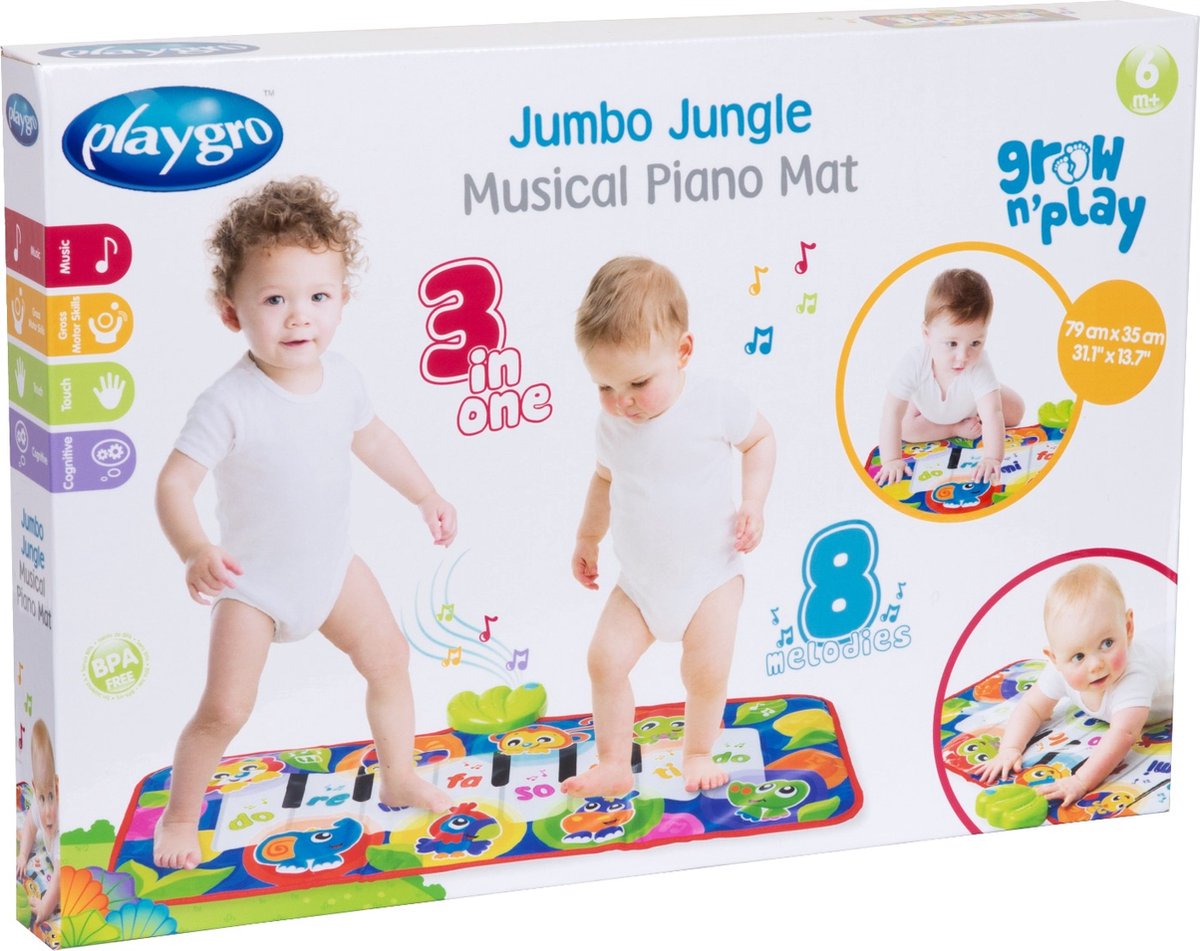 Playgro Muzikale Piano mat - Speelgoed Baby - Speelgoed 1 jaar - Interactief babyspeelgoed - Pianomat - Dansmat Jumbo - Baby Speelgoed Muziekinstrument - Interactief speelgoed Baby - Educatief speelgoed - Kraam Cadeau - Speelgoed met geluid — afbeelding 15