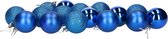 Gerim Kerstballen - 16 stuks - blauw - kunststof - mat/glans/glitter - D5 cm