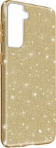 Geschikt voor Samsung Galaxy S21 Plus hoes Glitter Verwisselbaar Semi-rigide Goud