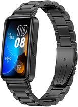 Stalen Smartwatch bandje - Geschikt voor Huawei Band 8 / Huawei Band 9 stalen band - zwart - Strap-it Horlogeband / Polsband / Armband