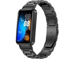 Stalen Smartwatch bandje - Geschikt voor Huawei Band 8 / Huawei Band 9 / Huawei Band 10 stalen band - zwart - Strap-it Horlogeband / Polsband / Armband