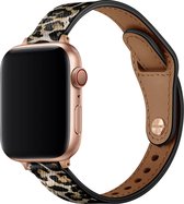 Bracelet en cuir Strap-it Slim - convient pour Apple Watch séries 1/2/3/4/5/6/7/8/SE - imprimé léopard / léopard - bracelet en cuir avec fermeture à pression pour iWatch taille 38 mm 40 mm 41 mm - Taille : 38 - 40 - 41mm