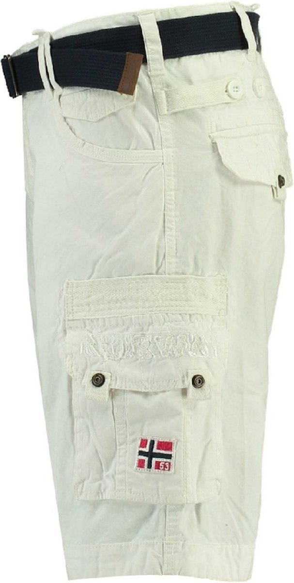 Geographical Norway Cargo Shorts Korte broek Bermuda met riem Short Hunter in bundel met UD Bandana, marineblauw camouflage, M