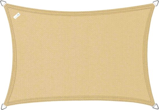 Buitenkado schaduwdoek rechthoek 3.5x4.5m - HDPE/RVS - zand beige
