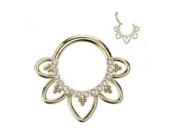 Piercing titanium Filigree met steentjes clicker 1.2x8 - goud - LMPiercings