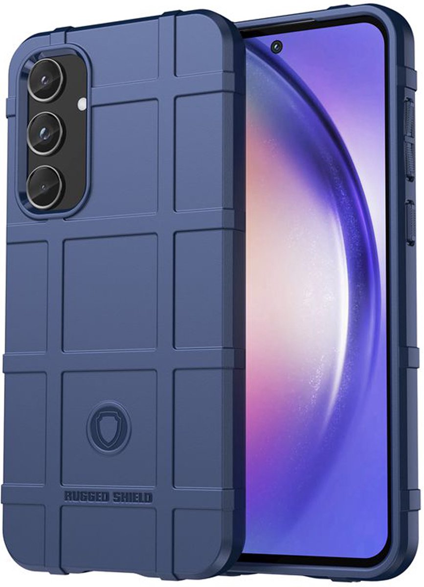 MobyDefend Hoesje - Geschikt voor Samsung Galaxy A55 - Rugged Shield TPU Backcover - Blauw