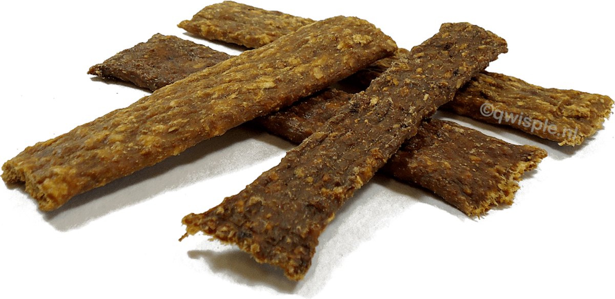 Qwisple Vleesstrips Konijn - Hondensnacks - 100% Vlees Strips - Training Reepjes - Verwensnacks Hond - 1000 gr