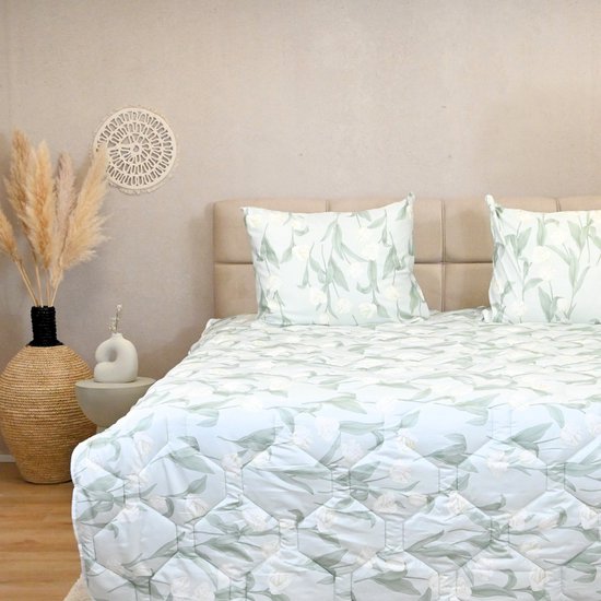 Qiwagu 4-seizoenen dekbed, 200 x 220 cm, omkeerbaar bloemmotief, dierendekbed, wasbaar, dekbed zonder overtrek, bruikbaar, lichte zachte slaapdeken, 200 g/m², vierseizoenendeken, lichtbruin, met 2
