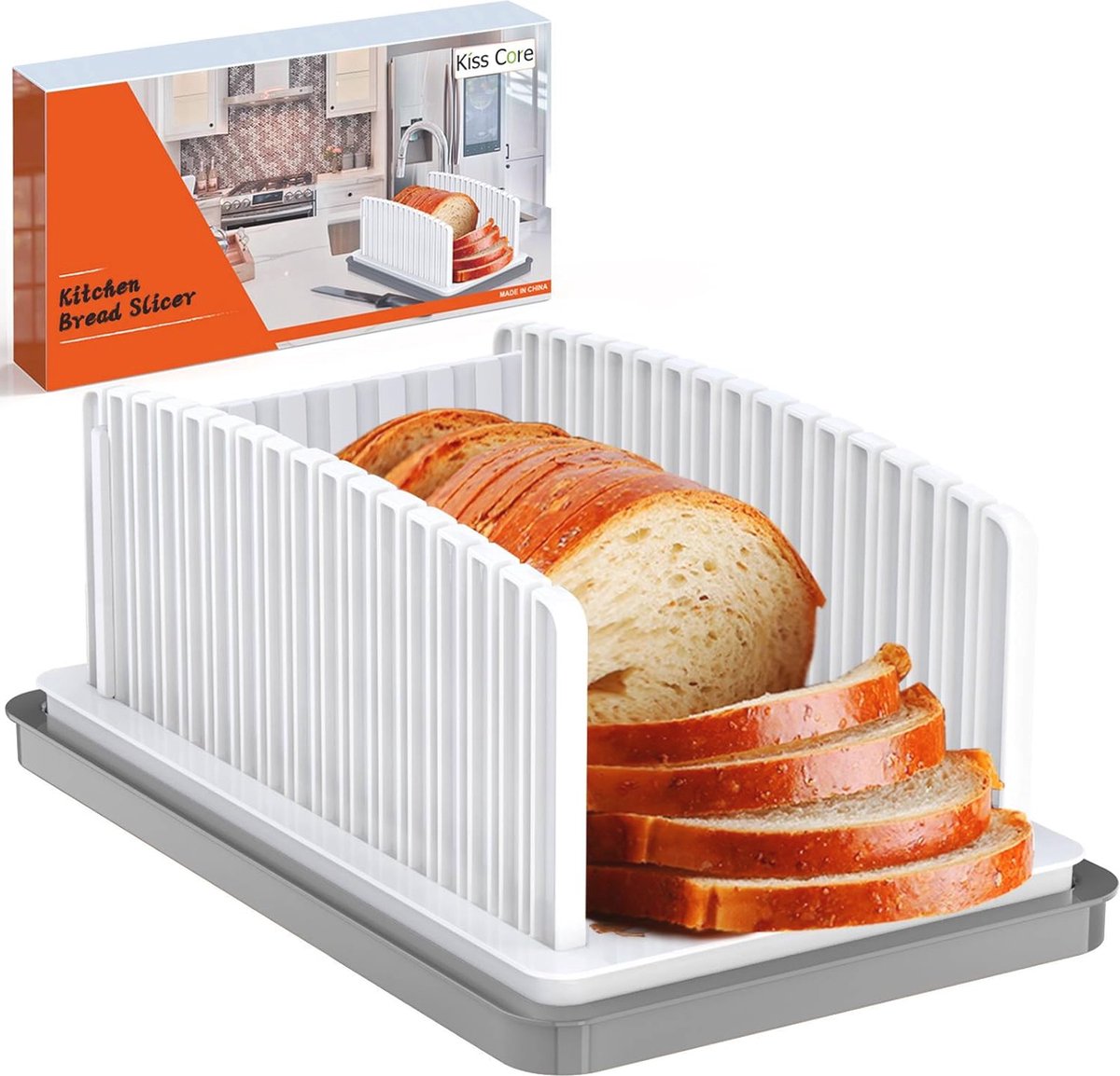 Verstelbare Broodsnijmachine voor Zelfgemaakt Brood - Opvouwbaar en Compact met Kruimellade