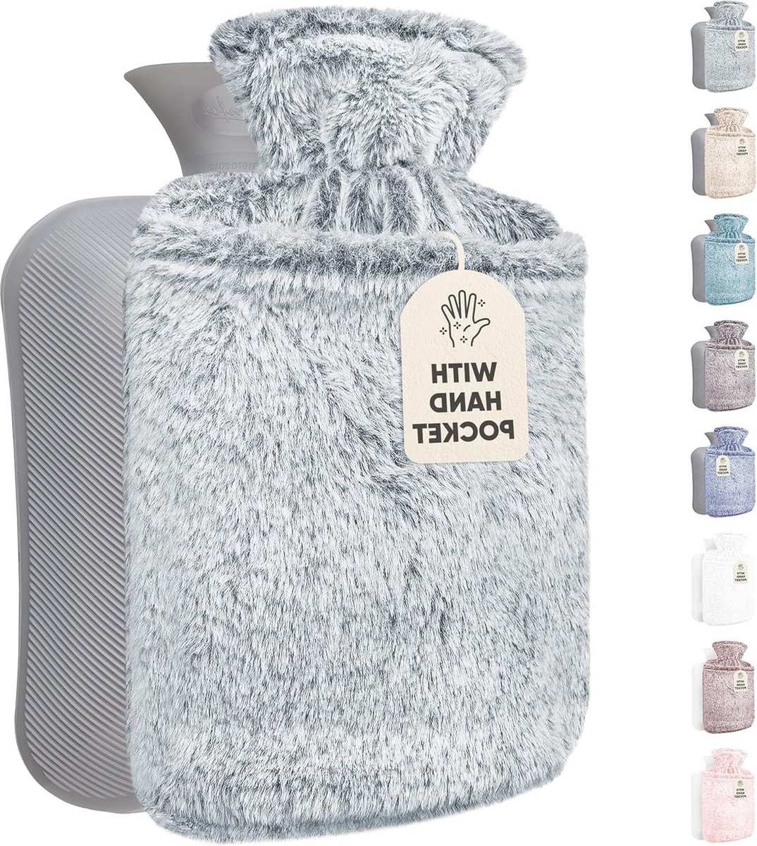 Goedkoopste Kruik Warmwater met Hoes - Zachte Premium Hoes - 18L - Pijnverlichting voor koude Avonden en Nachten - Lichtgrijs