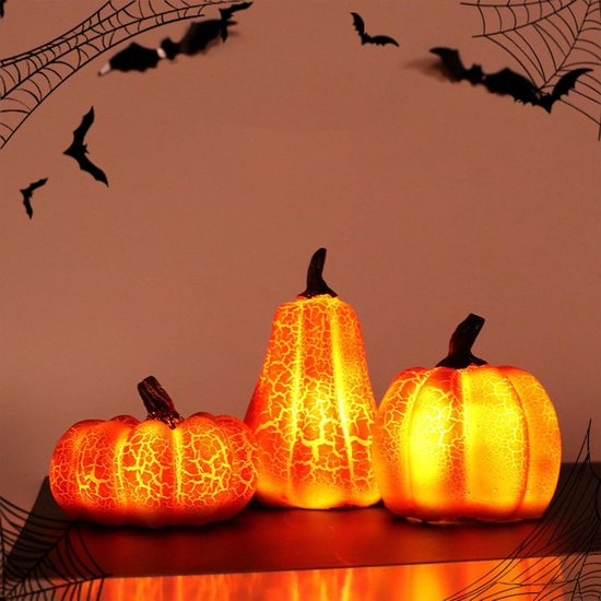Pompoen Herfst Decoratie - Outdoor 3-delig Lantaarn met LED Licht