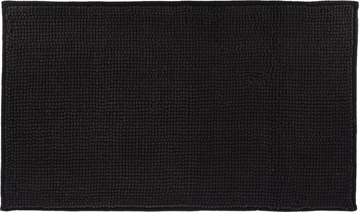 Tendance Badmat microfiber - bolletjes - zwart - 45x75 cm - absorberend - badkamer mat - antislip - zacht