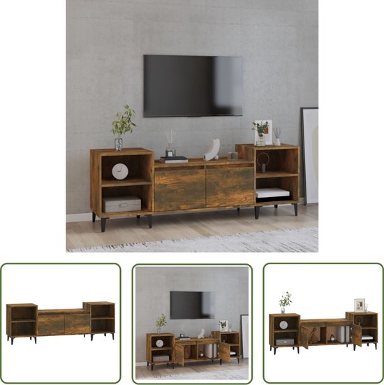 The Living Store Meuble TV Médias - Chêne - 160 x 35 x 55 cm