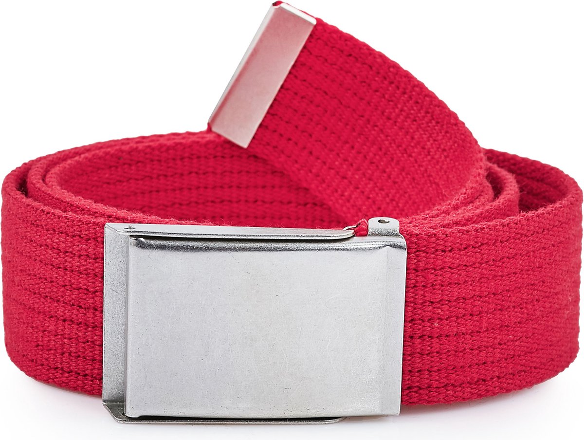 Ladeheid Herenriem - Riem - Broekriem - Verstelbaar - Katoen - LA-EL-P10 - Rood-Zilver - 120 cm
