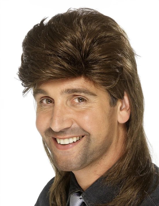 Smiffys - Mullet Pruik - Bruin