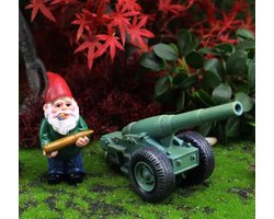 kabouter-tuinkabouter-kanon met kogel in hand-oorlog-humor-cadeau