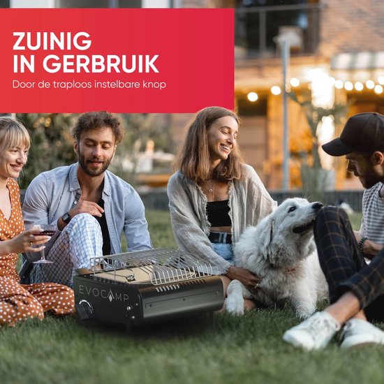 EVOCAMP Draagbare gasverwarming, 1,3 kW, voor buiten, tentverwarming, mobiele gasverwarming, campingverwarming, gaskachel, campingverwarming, warmtestraler