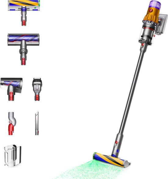 Dyson V12 Detect Slim Absolute - Steelstofzuiger - Nikkel/Geel - 150 Air Watts - Hepa - Lichtgewicht