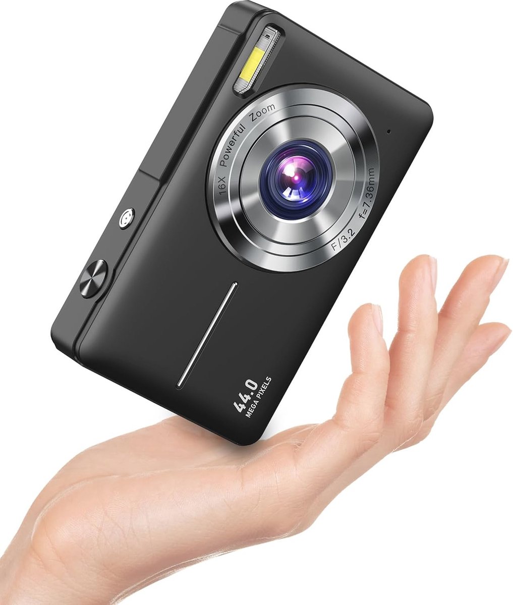 Digitale camera 1080p FHD - 44MP compacte camera met 16x zoom voor vloggen en beginners
