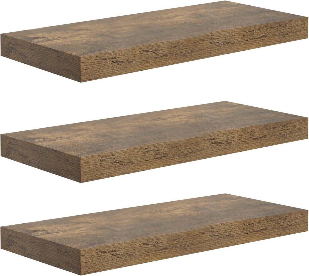 Wandplankenset - Zwevende Planken - Zwart - MDF Hout - 40 cm x 22,9 cm x 3,8 cm - Eenvoudig te monteren - Modern design