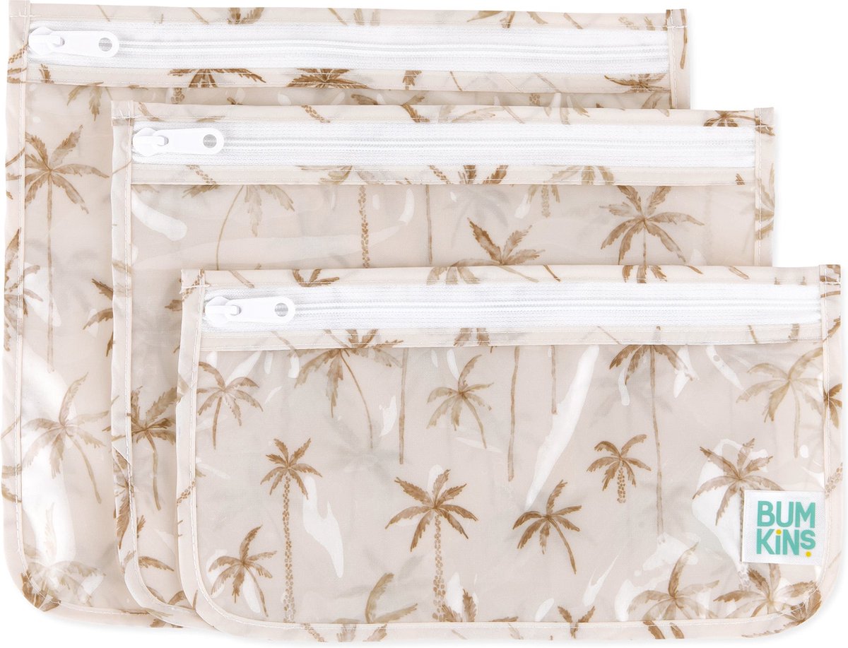 Bumkins - Reistasjes met Doorzichtig Venster (3 stuks) - Palm Daze