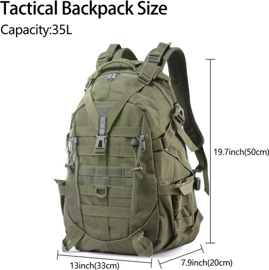 Sac à Dos Militaire Tactique 25L - Nylon Multi-Poches - Randonnée Camping Trekking