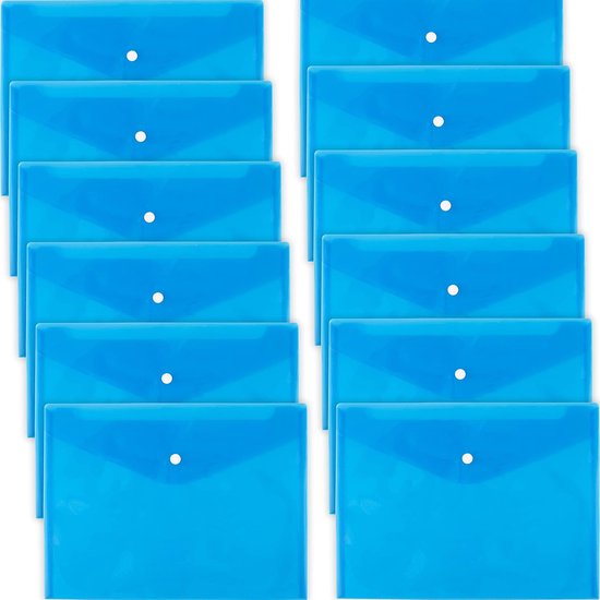 D.RECT Documenten-map portefeuille met drukknop en europerforatie PP A4 transparant wit 10 stuks
