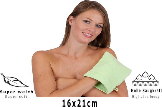Set of 10 Palermo Washcloths 100% Cotton - 16 x 21 cm - Various Colours - Green hydrofiele washandjes van Merkloos — afbeelding 5