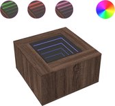 vidaXL - Table basse - avec - LED - 60x60x40 - cm - décorée - bois - marron - chêne