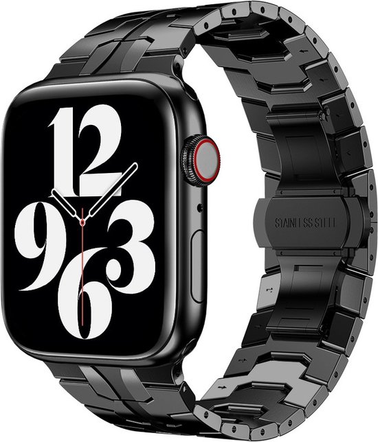 Bracelet en acier - convient aux Apple Watch séries 1/2/3/4/5/6/7/8/9/SE/ Ultra/ Ultra 2 avec une taille de boîtier de 42 mm / 44 mm / 45 mm / 49 mm - noir